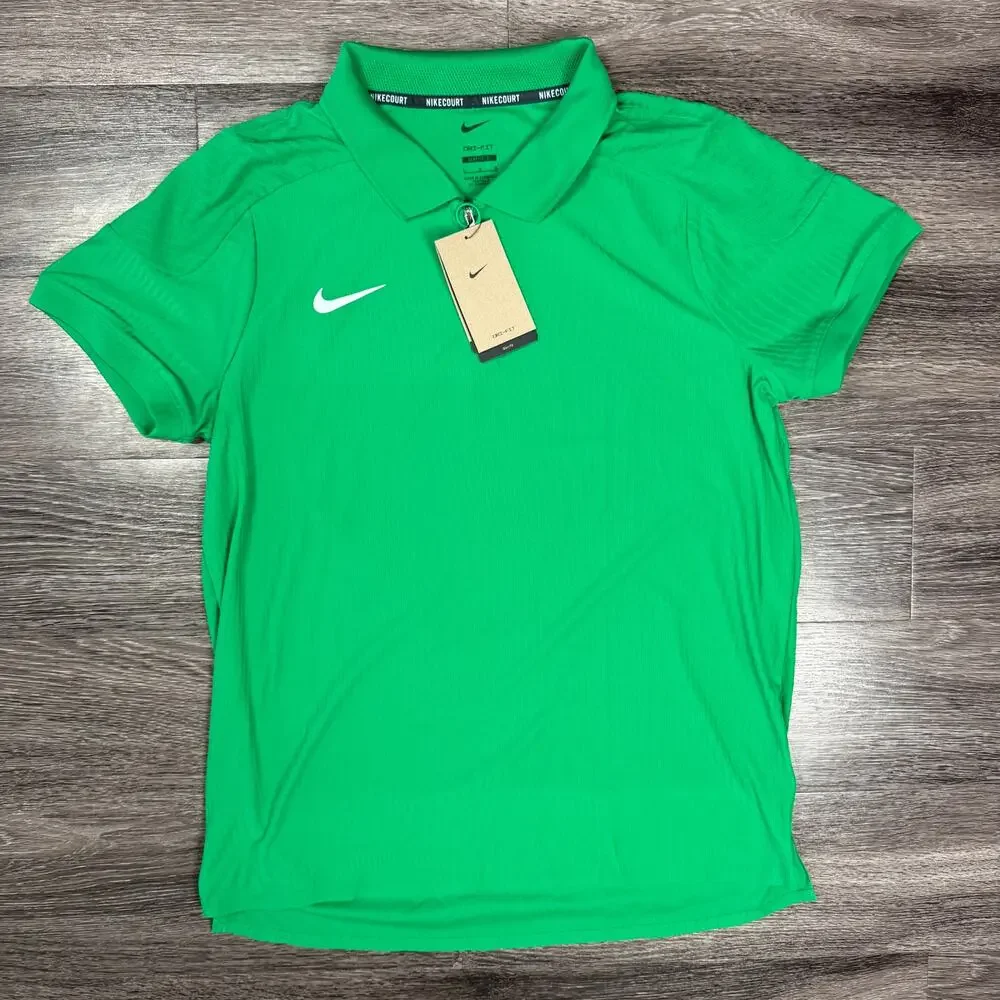Nike Court Dri-FIT ADV Slam Tennis Polo Shirt Green Mens Size Large HQ0792-310